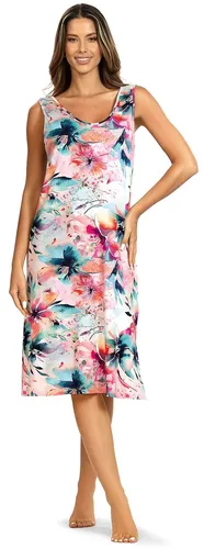 Damen Strandkleid ASCAFA Tropical Viskose Jersey Gr.42 - Bequemes Sommerkleid für Damen in Größe 42, ideal für den Strand. Aus leichtem Viskose-Material mit floralem Muster für einen frischen Look. Maschinenwaschbar und perfekte Passform.