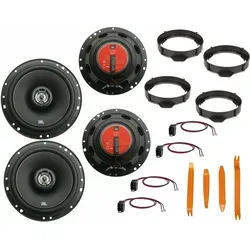 JBL Lautsprecher Set für Mercedes CLA W117 (2013-2019) - KFZ-Lautsprecherboxen mit 4 JBL Koax Lautsprechern, ideal für verbesserten Sound und einfache Montage in Tür und Heck.