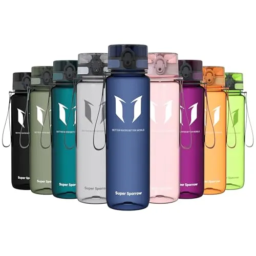 Super Sparrow Trinkflasche - Tritan Wasserflasche - 1000ml - BPA-frei - Ideale Sportflasche - Sport, Wasser, Fahrrad, Fitness, Uni, Outdoor - Leicht, Nachhaltig