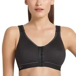 Anita Active Damen Sport Frontline Open BH, schwarz 001, 85A - Funktionsunterwäsche: Sport-BH mit Vorderverschluss für einfaches An- und Ausziehen, nahtlos vorgeformte Cups für optimalen Halt und Komfort.