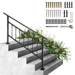 VEVOR Handlauf Quadratisch 172,5x83,5cm - Elegantes Treppengeländer aus Schmiedeeisen, ideal für 1-4 Stufen. Höhen- und winkelverstellbar, einfach zu montieren und perfekt für Garten, Hotel oder Veranda.