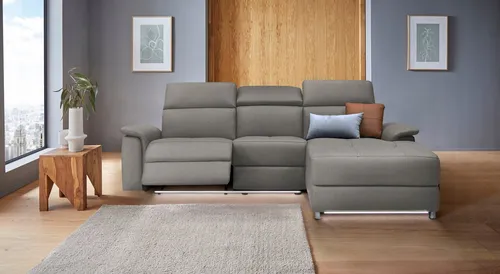 Places of Style Ecksofa Pareli, L-Form, 259cm - Ecksofa in L-Form mit dimmbarer LED-Beleuchtung, Kopfteilverstellung und optionaler Relaxfunktion für höchsten Komfort und modernes Design.