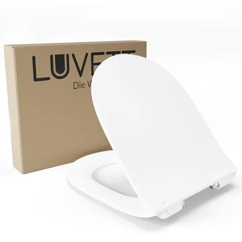LUVETT WC-Sitz D-Form Slim Design D800 mit SoftClose® - Toilettendeckel mit patentierter SoftClose® Absenkautomatik für sanftes und leises Schließen. Einfach abnehmbar für eine gründliche Reinigung und nachhaltige Materialien.