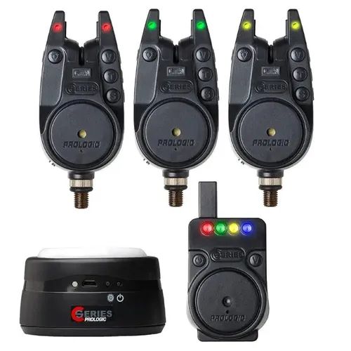 Prologic C-Series Pro Alarm Set 3+1+1 - Bissanzeiger Set für Karpfenangeln - Bissanzeiger Set mit gummiertem Gehäuse, einstellbarer Lautstärke und Empfindlichkeit, ideal für präzises Karpfenangeln. Lieferumfang: 3 Bissanzeiger, 1 Empfänger, 1 Bivvyleuchte.