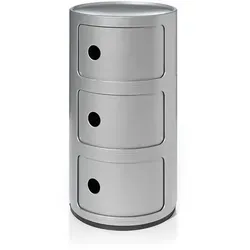 Kartell Container Componibili silberfarben - Stilvoller Container von Kartell, entworfen von Anna Castelli Ferrieri, ideal für modernes Wohnen. Maße: 58.5 cm hoch, perfekt für Ordnung im Wohnzimmer.