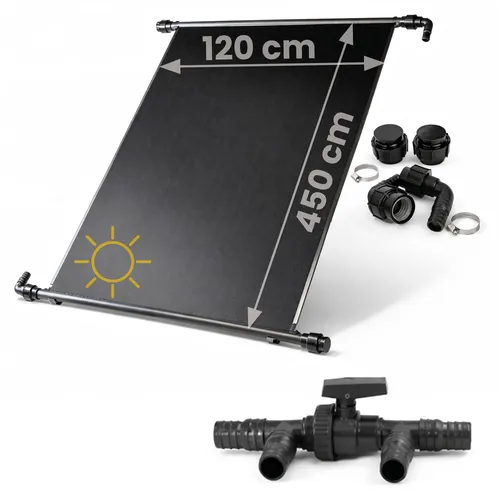 HAF Pool-Solarkollektor 450x120cm für Poolheizung - Genießen Sie warme Pooltemperaturen mit dem HAF Solarkollektor! Erwärmt bis zu 30m³ Wasser um bis zu 6°C – ganz ohne Strom. Ideal für Aufstell- und Gartenpools, einfach anschließen und die Sonne nutzen!