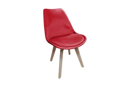 HTI-Living Esszimmerstuhl Atlanta Velvet Rot - Stylischer Esszimmerstuhl mit samtigem Polyesterbezug und stabilen Holzfüßen. Ideal für ein modernes Wohnambiente, belastbar bis 120 kg.