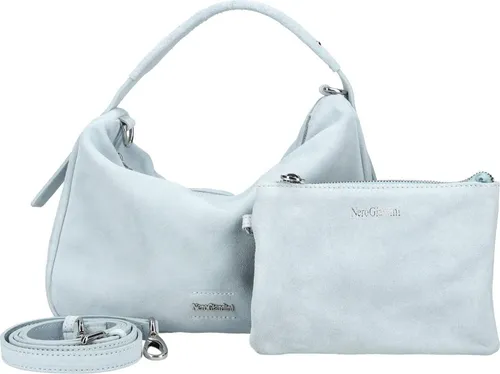 NERO GIARDINI Henkeltasche aus Veloursleder in Hellblau - Elegante Damenhandtasche aus hochwertigem Veloursleder mit praktischem Innenraum und herausnehmbarer Reißverschlusstasche. Ideal für den Alltag und stilvolle Auftritte.