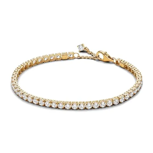 PANDORA Timeless Funkelndes Tennisarmband - Armbänder für Damen, aus Sterling-Silber mit vergoldeter Metalllegierung und 48 funkelnden Cubic Zirkonia für einen modernen Touch.