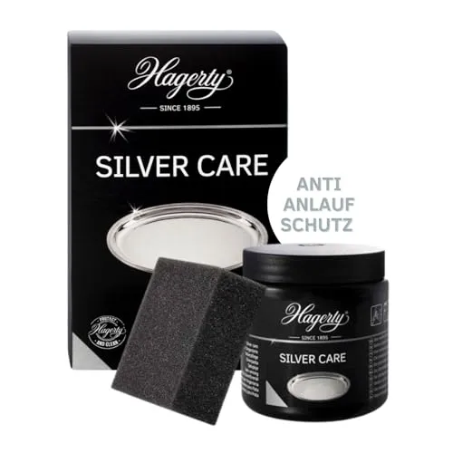 Hagerty Silver Care Polish - Hagerty Silver Care, Silberpolitur mit Anlaufschutz, ideal für die Reinigung und Pflege von Silber und versilberten Oberflächen, 150ml inkl. Schwamm