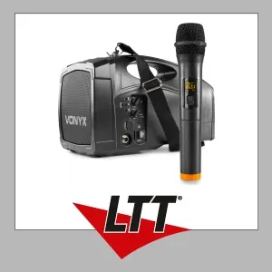 Vonyx ST014 PA-Drahtlossystem UHF – Kompakt & Mobil - PA-Boxen mit leichtem, tragbarem Verstärker und drahtlosem UHF-Mikrofon. Ideal für Events und Präsentationen, funktioniert per Netzteil oder Akku für maximale Flexibilität.