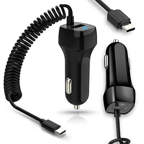 Ladekabel kompatibel für Samsung Galaxy A17 A56 A36 A26 A16 A06 Auto KFZ Ladegerät 15W USB-C Lade Kabel Daten Gerät 3,1A, Farbe:Schwarz