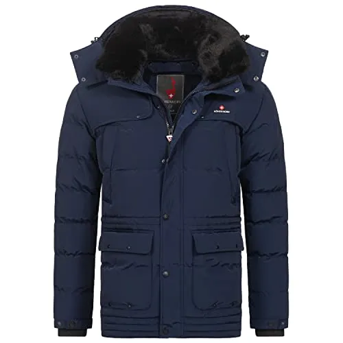Höhenhorn Achalm Herren Winter Jacke Navy Gr. XL - Funktionsjacke mit gefütterter Kapuze und abnehmbarem Kunstfell, winddicht und wärmeisolierend, ideal für kalte Tage.