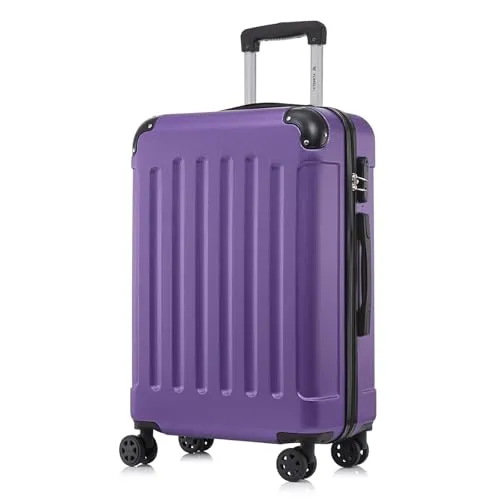 yonsly Koffer Suitcase L Lila – Robuster Trolley Reisekoffer mit 4 Rollen - Der YONSLY Koffer bietet ein durchdachtes Design und hohe Zuverlässigkeit. Hergestellt aus leichtem, stoßfestem Material, sorgt er für Sicherheit und Komfort auf Reisen. Mit 360°-Doppelrollen und ergonomischem Gummigriff ist er ideal für Langstreckenreisen.