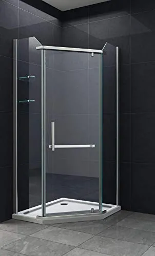 Fünfeck-Duschkabine PANDORA 90 x 90 x 195 cm - Duschkabine aus 8 mm ESG-Sicherheitsglas, mit Lotus Effekt für einfache Reinigung. Ideal für moderne Badezimmer.
