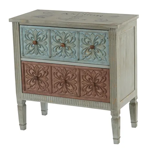 Kommode Aveiro Sideboard Schrank im Shabby-Look - Vielseitige Kommode im Vintage-Design, 2 Schubladen aus MDF, stabiler Tannenholzkorpus und fertig montiert für sofortigen Einsatz - ideal für jeden Raum!