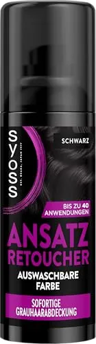 SYOSS Ansatz Retoucher Kaschierspray Schwarz (120 ml), Ansatzspray deckt helleren und grau nachwachsenden Ansatz ab, schweiss- & regenfeste auswaschbare Haarfarbe bis zu 40 Anwendungen