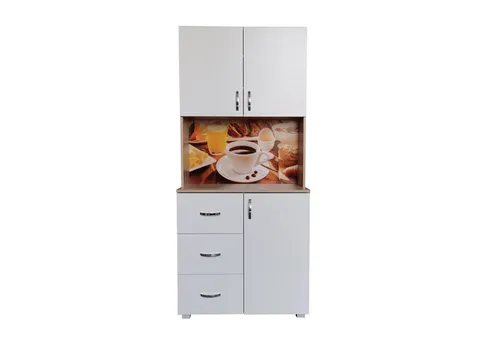HTI-Living Hochschrank Küchenschrank Weiß/Sonoma Blanca - Hochschrank für die Küche oder das Esszimmer, bietet mit 3 Schubladen und 6 Regalfächern viel Stauraum für Utensilien und Vorräte.