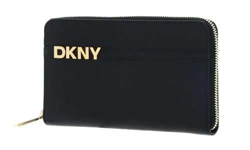 DKNY Geldbörse Avril Zip Around Wallet Blk/Gold schwarz - EDLES DESIGN — Die DKNY Geldbörse überzeugt durch ihre hochwertige Optik und genarbte Materialkonstruktion. Sie bietet mit 12 Kreditkartenfächern und robustem Reißverschluss optimale Ordnung für Ihre Finanzen und ist ideal für jeden Anlass.