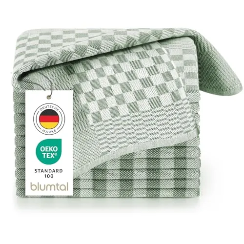 Blumtal Geschirrtücher Baumwolle 50x70 cm im 10er Set - Oeko-TEX zertifizierte Küchentücher - extrem saugstarke Geschirrhandtücher - Küchenhandtücher waschbar 95 °C - Geschirrtuch Garden Green
