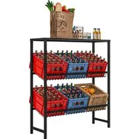 HOMCOM Getränkekistenregal Stahl - Praktisches Getränkekistenregal aus Stahl, ideal für die Organisation von bis zu 6 Getränkekästen und zusätzlichen Stauraum für Gläser oder Snacks. Perfekt für jede Wohnwand oder Vitrine!