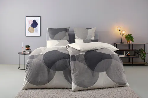 BIERBAUM Bettwäsche Carla - Pflegeleichte Baumwollbettwäsche in 135x200 oder 155x220 cm - Bettwäsche-Sets aus feinbiber Baumwolle mit geometrischem Design und Reißverschluss, ideal für modernen Schlafkomfort und einfache Pflege.