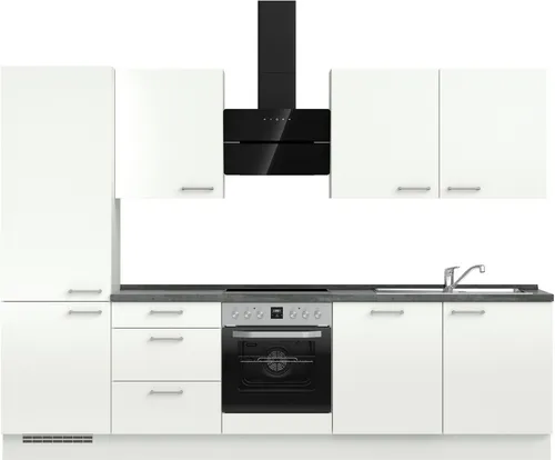 nobilia® Küchenzeile "Laser II", NEU: individuell anpassbar mit gratis Profi-Beratung, vormontiert, 300 cm breit, optional mit verschiedenen E‑Geräte-Sets