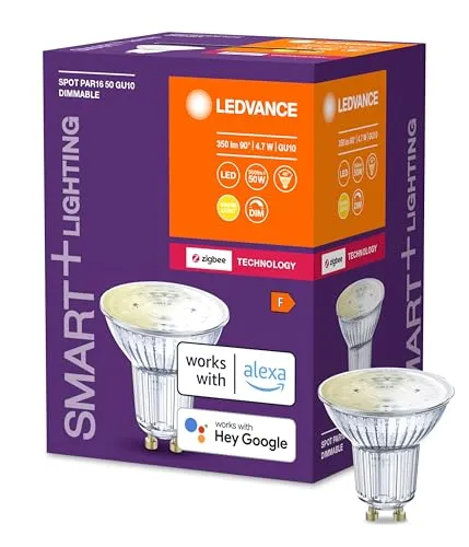 LEDVANCE Smart+ LED, ZigBee GU10 Reflektor, warmweiß, dimmbar, Direkt kompatibel mit Echo Plus und Echo Show (2. Gen.),