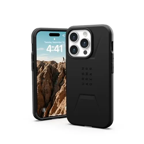 UAG Civilian MagSafe Case für iPhone 15 Pro - Schwarz - Handys Cover Cases mit integriertem MagSafe, stoßabsorbierendem Kern und militärischer Schutzstandard für maximalen Schutz bei Stürzen.