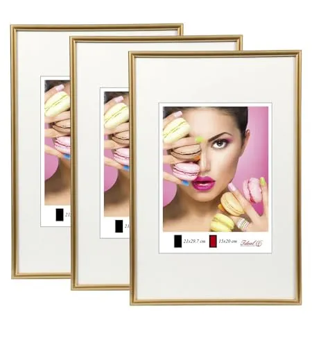 IDEAL TREND 2er 3er 5er Pack Photo Style Set Bilderrahmen Wanddeko Collage Poster Kunststoff Rahmen: Farbe: 3er Pack Gold | Format: 20x30