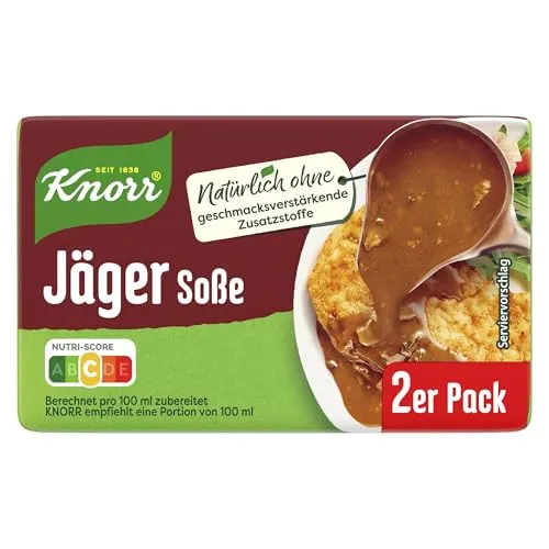 Knorr Jäger Soße 2er Pack - Bratensaucen – kräftige, geschmackvolle Sauce ohne Geschmacksverstärker, ideal für Braten und Wildgerichte, schnell und einfach zuzubereiten.