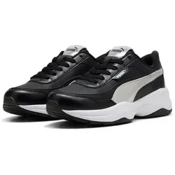 PUMA Damen Cilia Mode Metallic Whisper Sneakers 38.5 - Stylische Sneakers in Schwarz, Silber und Weiß für den Alltag. Bequemer Schnürverschluss und abgerundete Zehenform sorgen für einen trendigen Look.