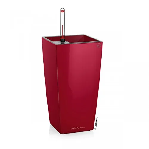Lechuza Pflanzkübel Maxi-Cubi scarlet - Hochglanz roter Pflanztopf, 14x14x26 cm, ideal für stilvolle Innen- und Außengestaltung