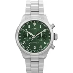 Timex Herren Chronograph Quarz Armbanduhr Waterbury Ace - Elegante Fliegeruhr mit Chronograph, Kalenderfunktion und leuchtenden Zeigern. Hochwertiges Edelstahlarmband und wasserdicht bis 10 bar. Stilvolles Design, ideal für jeden Anlass.
