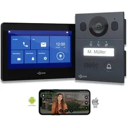 GOLIATH Basic Line Anthrazit Schwarz - Full HD Video Türsprechanlage Set für 1 Familienhaus, 7" Monitor Unterputz, einfache Installation und mobile Steuerung über App