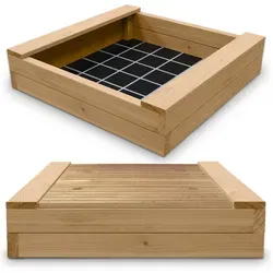 Gartenwelt Riegelsberger Sandkasten BULLE aus Lärche 195 cm x 195 cm - Robuster Sandkasten aus hochwertigem Lärchenholz mit Sitzbrettern und Deckel. Ideal für stundenlangen Spielspaß im Freien, geeignet für Kinder ab 3 Jahren.