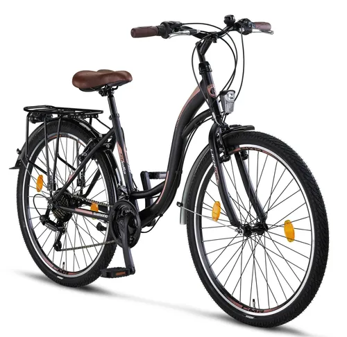 Licorne Bike Cityrad Stella Premium - Schwarz - Premium City Bike in Schwarz, erhältlich in 20, 24, 26 und 28 Zoll, ideal für den täglichen Gebrauch und StVZO-konform, mit einem zulässigen Gesamtgewicht von 95 kg.
