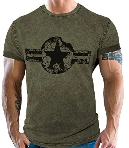 Gasoline Bandit US Army T-Shirt im Vintage Look - Hochwertiges T-Shirt mit original GASOLINE BANDIT Design, sportlichem Schnitt und weichem Griff. Ideal für USA-Fans, robust und waschbeständig. Größe beachten!