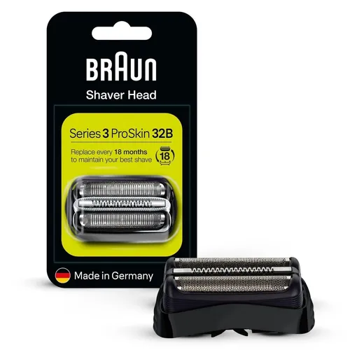Braun 32B Kombipack - Ersatzscherkopf für Series 3, schwarz, 3 flexible Klingen für optimale Rasur und einfache Reinigung