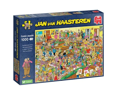 The Retirement Home (1000) Puzzle - Erleben Sie die Zukunft mit diesem 1000-teiligen Puzzle, das ein lebhaftes Seniorenheim zeigt, voll von Aktivitäten wie Malen, Billard und Shuffleboard!