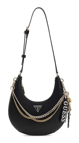 GUESS Schultertasche Davina Shoulder Bag Black - ELEGANZ & STIL — Die GUESS Davina Schultertasche besticht durch luxuriöse Details und bietet mit ihrem strukturierten Hauptfach optimalen Platz für Karten und Wertsachen. Dank verstellbarem Riemen ist sie bequem und individuell tragbar.