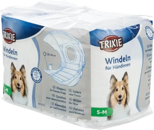 Trixie Windeln für Hündinnen S-M (28-40cm) - 12 Stück, hygienisch und saugfähig für sichere Läufigkeit und Inkontinenz