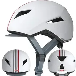 Abus Yadd-I Fahrradhelm - Streak White, Größe L (58-61cm) - Stylischer Fahrradhelm mit Soft Tune System für optimalen Halt und komfortablen Sitz. Ideal für City- und Commuting-Einsätze, sorgt die Forced Air Cooling Technology für ein angenehmes Kopfklima.