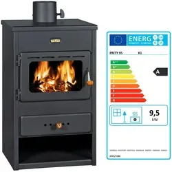 Kaminofen Prity K1 - 9 kW Energieklasse A, elegantes Design mit großer Sichtscheibe und hohem Wirkungsgrad von 77,8%