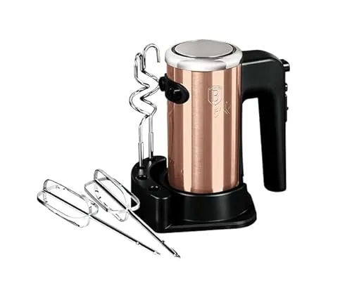 Berlinger Haus Handmixer BH-9366 Metallic Line Rose Gold - Eleganter Handmixer mit zwei Hakenarten und praktischem Ständer. Ideal zum Kneten und Rühren. Mit 300 W Leistung und einzigartigem roségold Metallic-Design.