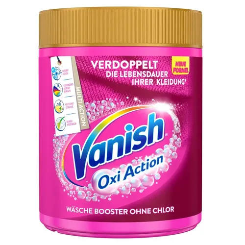 Vanish Fleckenentferner Oxi Action Pulver 550g - Waschmittel zur mühelosen Fleckenentfernung von bunter Wäsche, wirkt bereits nach 30 Sekunden und ist frei von Chlorbleichmitteln.
