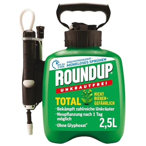 Roundup Unkrautfrei TOTAL Drucksprühsystem - 2,5 L, sofort anwendungsfertig und sicher für Kinder und Haustiere