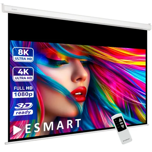 ESMART Professional MIMOTO Motor Leinwand 332 x 187 cm (150") - Beamer-Leinwände mit motorisiertem Mechanismus und 16:9 Format, ideal für professionelle Präsentationen und Kinoerlebnisse.
