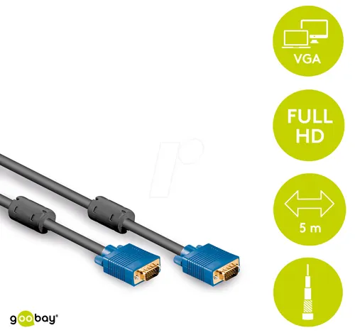 AK SVGA 105 HQ - VGA Monitor Kabel 15-pol VGA Stecker, 5 m