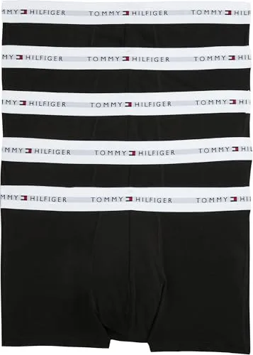 Tommy Hilfiger Herren Boxer "TRUNK 5 PACK" - Herrenunterhosen im 5er Pack, aus hochwertigem Jersey mit 95% Baumwolle, körpernahe Passform und elastischer Logobund für optimalen Tragekomfort.